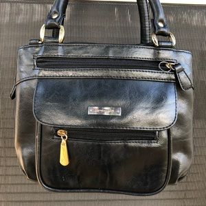 S collection black leather handbag